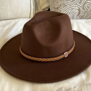 FRYE brown hat with braided trim